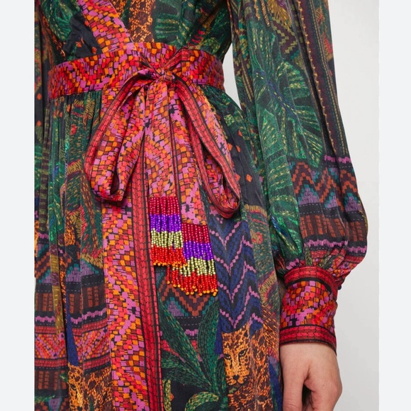 FARM RIO Forest Tapestry Mini Wrap Dress XS - Picture 3 of 3